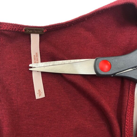 Free People Red Knit Ruffle Mini Dress Sleeveless Bodycon Whimsigoth Romantic S - Picture 9 of 9